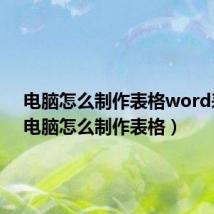 电脑怎么制作表格word表格（电脑怎么制作表格）