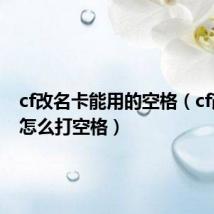 cf改名卡能用的空格（cf改名卡怎么打空格）