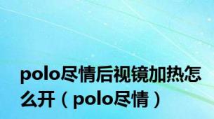 polo尽情后视镜加热怎么开（polo尽情）