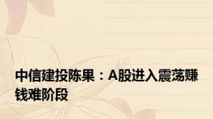 中信建投陈果：A股进入震荡赚钱难阶段