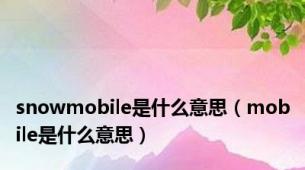 snowmobile是什么意思（mobile是什么意思）