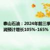 泰山石油：2024年前三季度净利润预计增长105%-165%