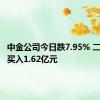 中金公司今日跌7.95% 二机构净买入1.62亿元