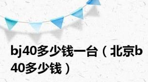 bj40多少钱一台（北京b40多少钱）