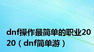 dnf操作最简单的职业2020（dnf简单游）