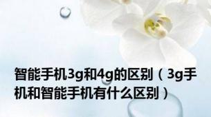 智能手机3g和4g的区别（3g手机和智能手机有什么区别）