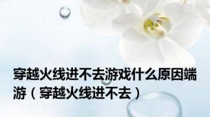 穿越火线进不去游戏什么原因端游（穿越火线进不去）