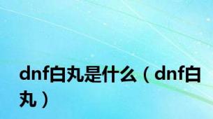 dnf白丸是什么（dnf白丸）