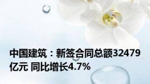 中国建筑：新签合同总额32479亿元 同比增长4.7%