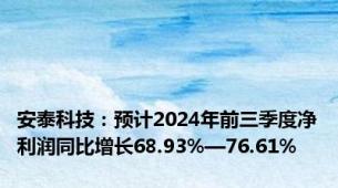 安泰科技：预计2024年前三季度净利润同比增长68.93%—76.61%