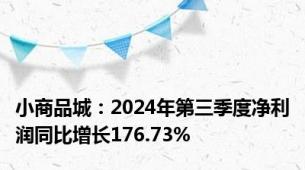 小商品城：2024年第三季度净利润同比增长176.73%