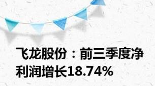 飞龙股份：前三季度净利润增长18.74%