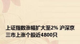 上证指数涨幅扩大至2% 沪深京三市上涨个股近4800只