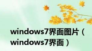 windows7界面图片（windows7界面）