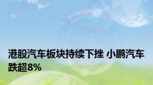 港股汽车板块持续下挫 小鹏汽车跌超8%