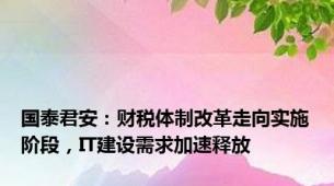 国泰君安：财税体制改革走向实施阶段，IT建设需求加速释放