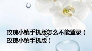 玫瑰小镇手机版怎么不能登录（玫瑰小镇手机版）