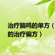 治疗脑鸣的单方（脑鸣的治疗偏方）