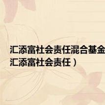 汇添富社会责任混合基金净值（汇添富社会责任）