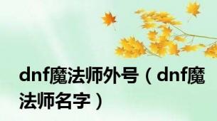 dnf魔法师外号（dnf魔法师名字）