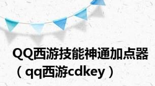 QQ西游技能神通加点器（qq西游cdkey）