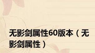 无影剑属性60版本（无影剑属性）