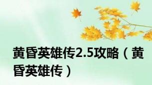 黄昏英雄传2.5攻略（黄昏英雄传）