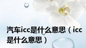 汽车icc是什么意思（icc是什么意思）