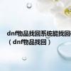 dnf物品找回系统能找回神器嘛（dnf物品找回）