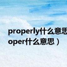 properly什么意思（proper什么意思）