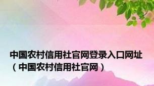 中国农村信用社官网登录入口网址（中国农村信用社官网）