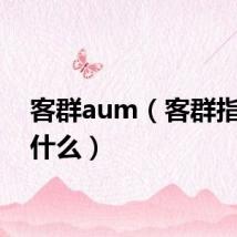 客群aum（客群指数是什么）