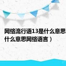 网络流行语13是什么意思（13是什么意思网络语言）