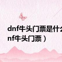 dnf牛头门票是什么（dnf牛头门票）