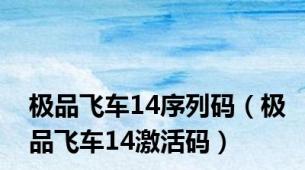 极品飞车14序列码（极品飞车14激活码）