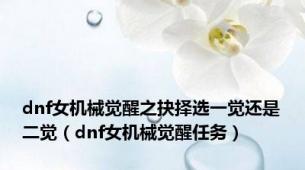 dnf女机械觉醒之抉择选一觉还是二觉（dnf女机械觉醒任务）