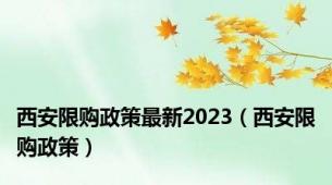 西安限购政策最新2023（西安限购政策）