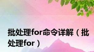 批处理for命令详解（批处理for）