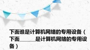 下面谁是计算机网络的专用设备（下面_______是计算机网络的专用设备）