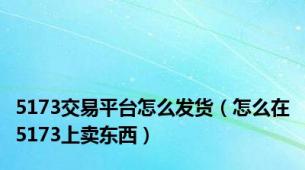 5173交易平台怎么发货（怎么在5173上卖东西）