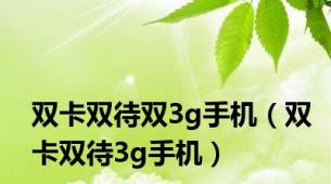 双卡双待双3g手机（双卡双待3g手机）