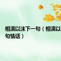 相濡以沫下一句（相濡以沫下一句情话）