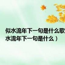 似水流年下一句是什么歌词（似水流年下一句是什么）