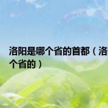 洛阳是哪个省的首都（洛阳是哪个省的）