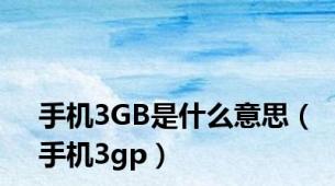 手机3GB是什么意思（手机3gp）