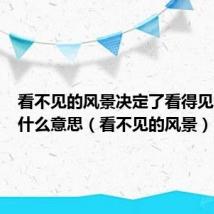 看不见的风景决定了看得见的风景什么意思（看不见的风景）