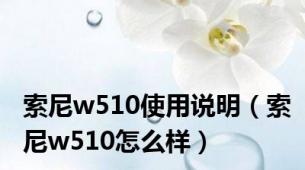 索尼w510使用说明（索尼w510怎么样）