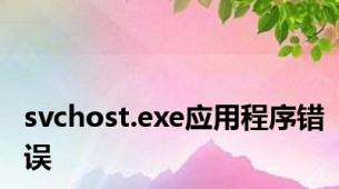 svchost.exe应用程序错误