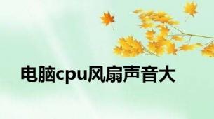 电脑cpu风扇声音大