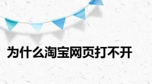 为什么淘宝网页打不开